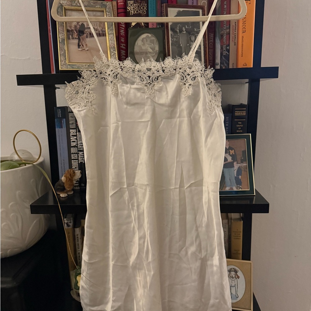Midnight by Carole Hochman Satin Lace-Trim Slip - White